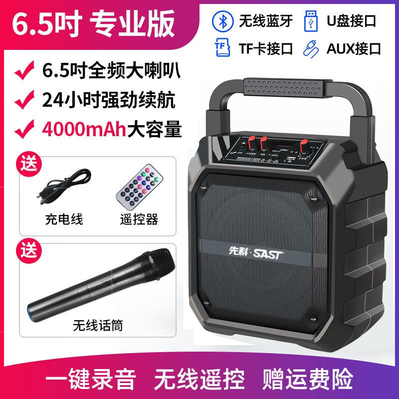 先科屋外ハンディブルートゥースオーディオ大出力広場舞携帯スピーカー大音量無線マイク付きk歌|undefined