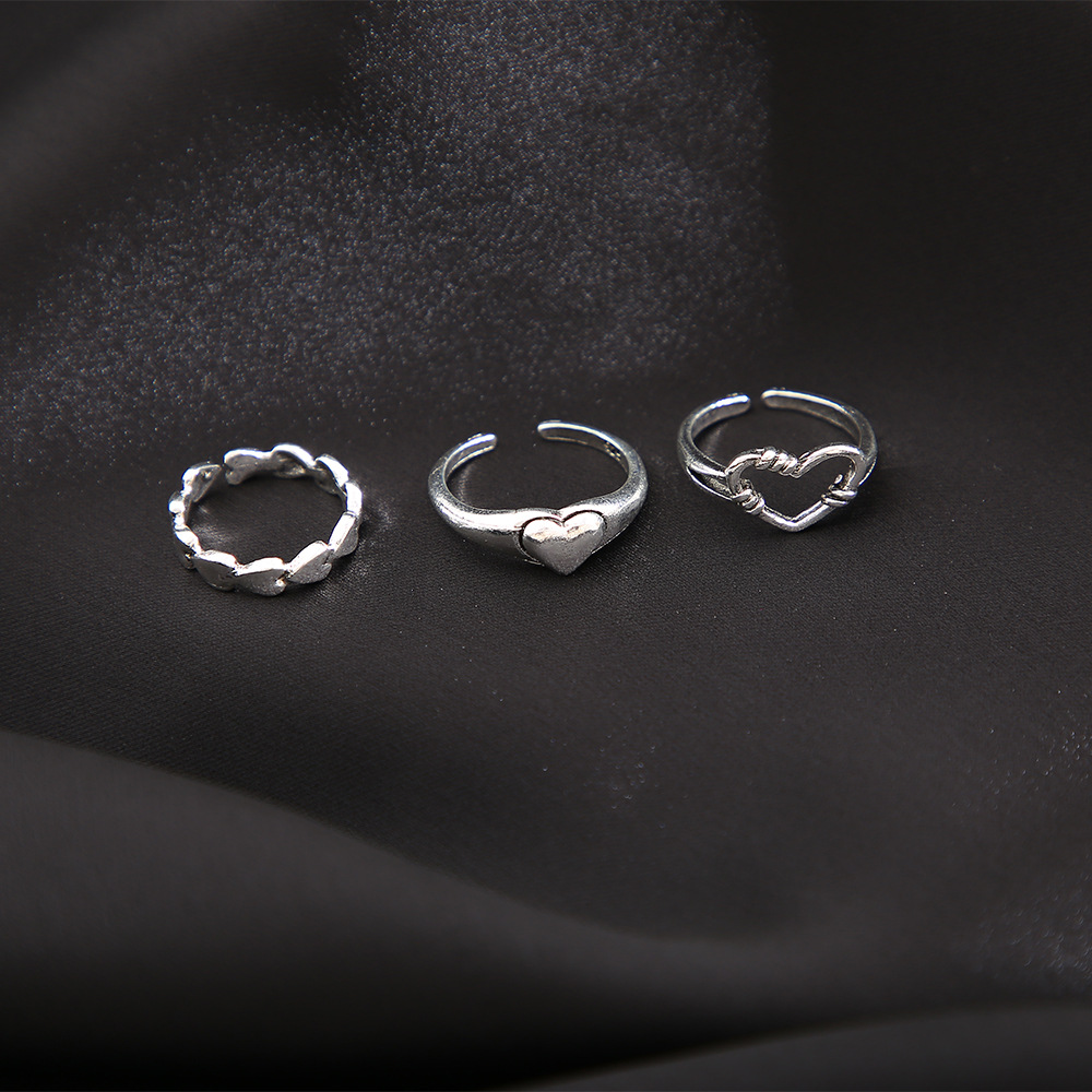 new metal joint ring wholesale creative retro simple love ring set 3 pieces_voghion.com