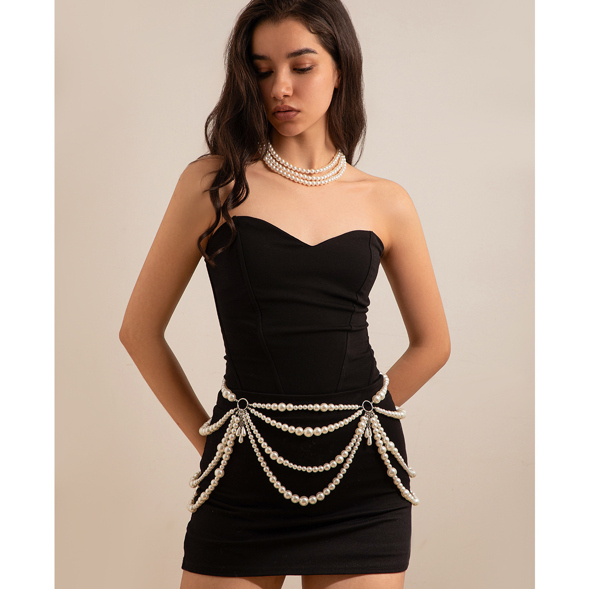 145g Weight Waist Chain Classification 1 Piece Quantity Holiday, Beach Occasion Plastic Material Pearl Pattern Women's Gender Tassel Design Elegant, Sexy Style Elegant Sexy Pearl Plastic Tassel Women's Chain Belts 38
