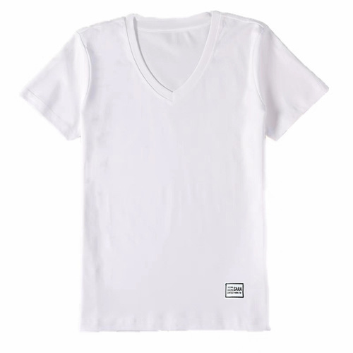 Stylish Youthful Upgraded White Simple V-Neck Short-Sleeve Top Summer Versatile Loose Plus Size T-Shirt for Women