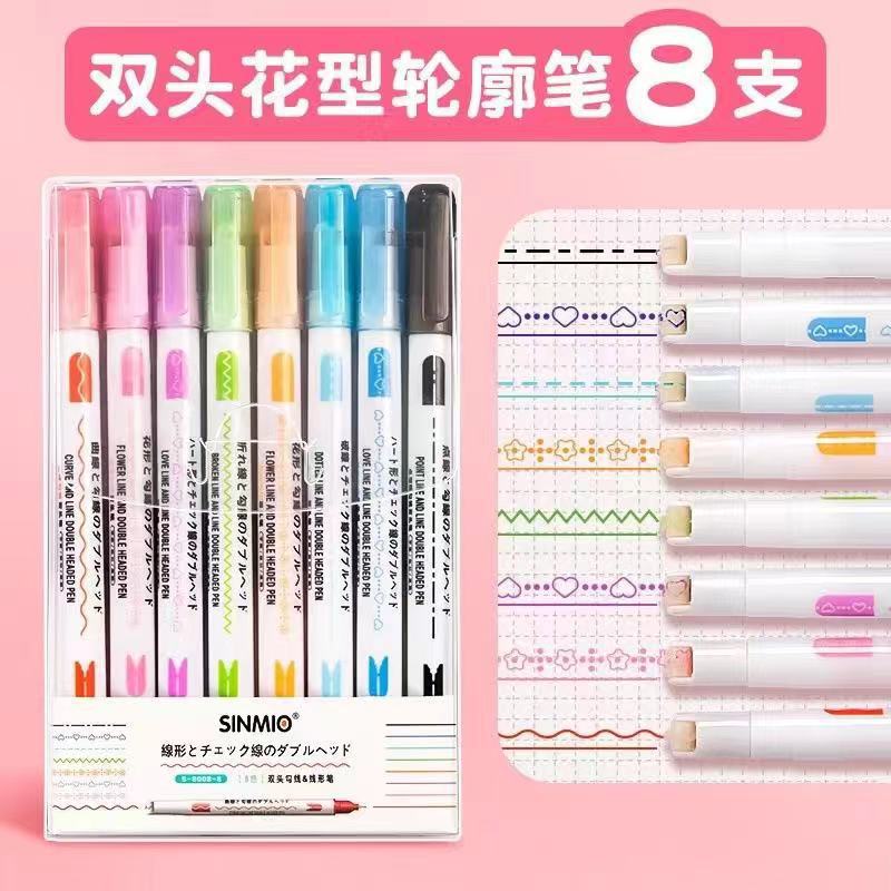 En línea rojo creativo curva pluma rodillo pluma esquema estudiante diario línea cepillo rodillo pluma gancho línea marcador pluma al por mayor