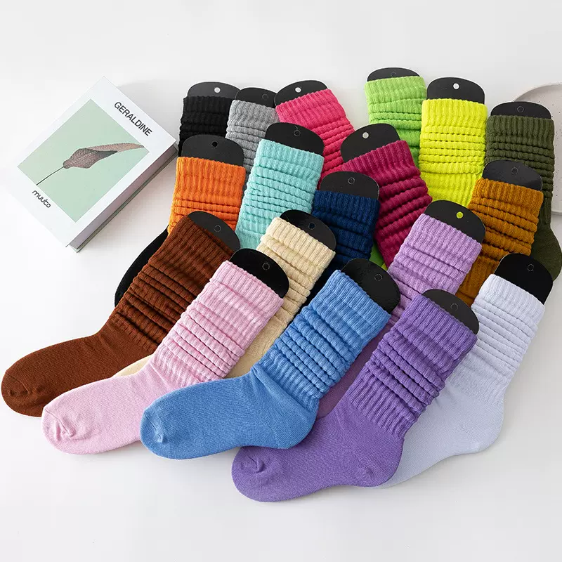 SYVISS纯色堆堆袜欧美男女长袜保暖护腿袜跨境slouch socks泡泡袜
