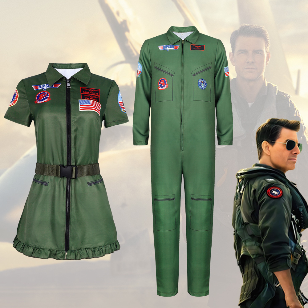 Disfraces de Halloween verde militar Top Gun cos ropa mono para adultos y niños ropa para el escenario ropa transfronteriza al por mayor