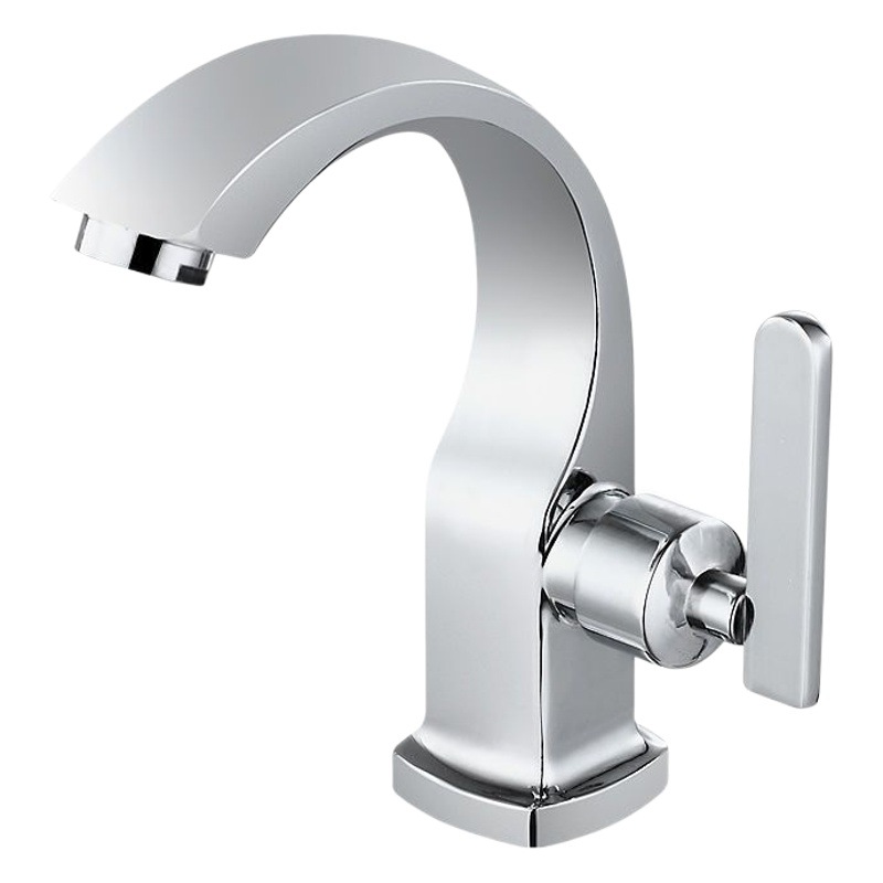 Comercio exterior cepillado cuadrado Luna curva cuenca grifo lavabo solo frío vertical escritorio baño Baño grifo