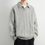 2026秋季新款青少年圆领宽松长袖针织衫运动风格透气腈纶毛衣，男装针织衫/毛衣，星座614