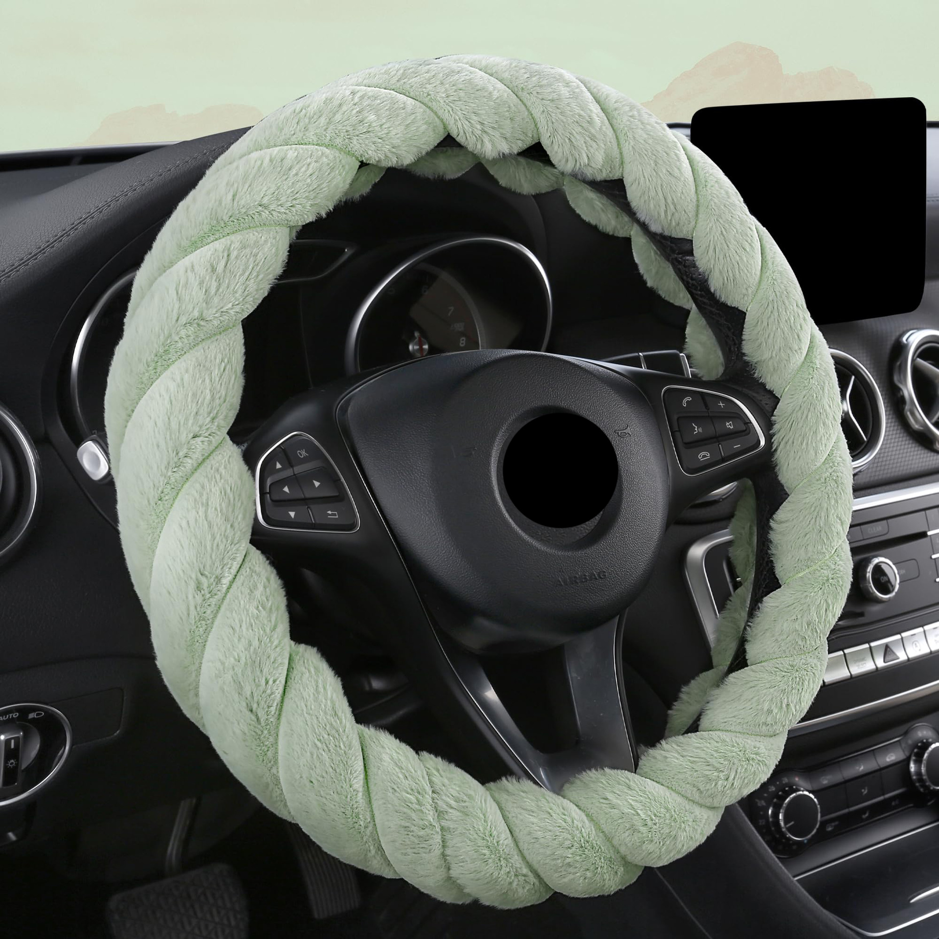 Cross-Border New Waltz Plush Car Steering Wheel Cover Anti-Slip Four-Season Universal Handlebar Cover for Men and Women Amazon