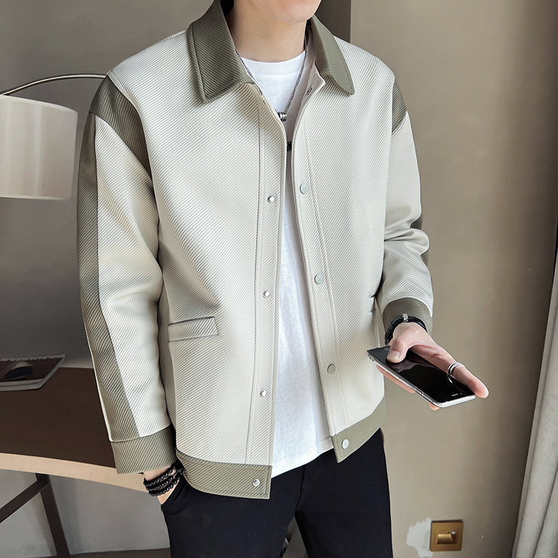 1 Pishi Color Block Jacket Coat Trendy Brand High-end Fashion Casual Versatile Handsome Spring Autumn Men's Clothing 2023_voghion.com