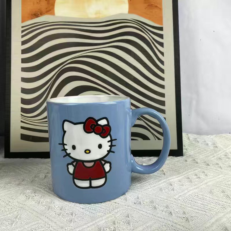 HelloKitty, tazas de cerámica de gran capacidad, lindas tazas de agua de dibujos animados, tazas de café de leche, pequeños defectos