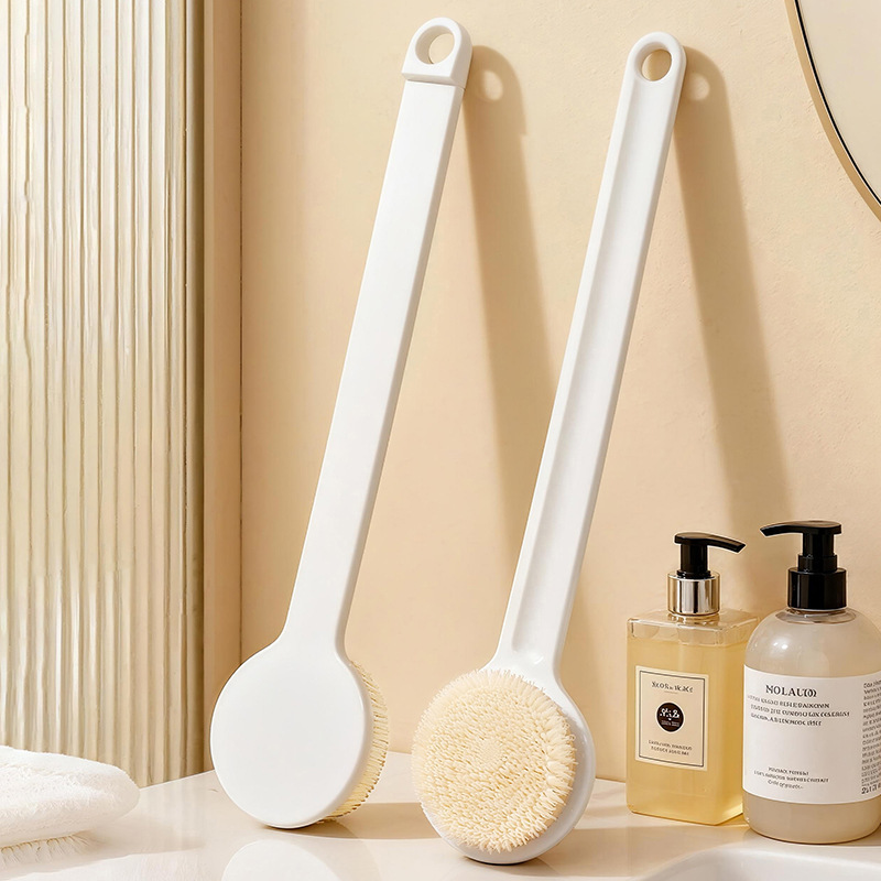 Bathroom Shower Brush with Long Handle, Soft Bristles, Exfoliating Tool for Bathing, Dirt Removal, and Back Scrubbing Brush