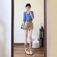 套装女2025秋季法式设计感小众衬衫上衣高腰显瘦包臀半身裙两件套