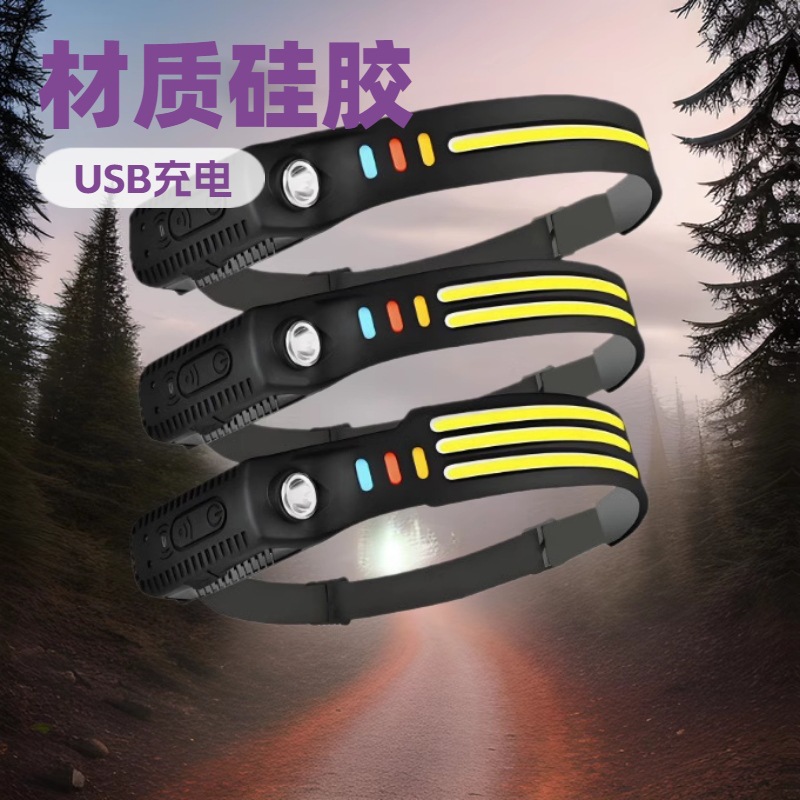 국경 간 유도 헤드 라이트 야외 낚시 사이클링 라이트 USB 충전 투광 다기능 강한 빛 헤드 장착형 손전등