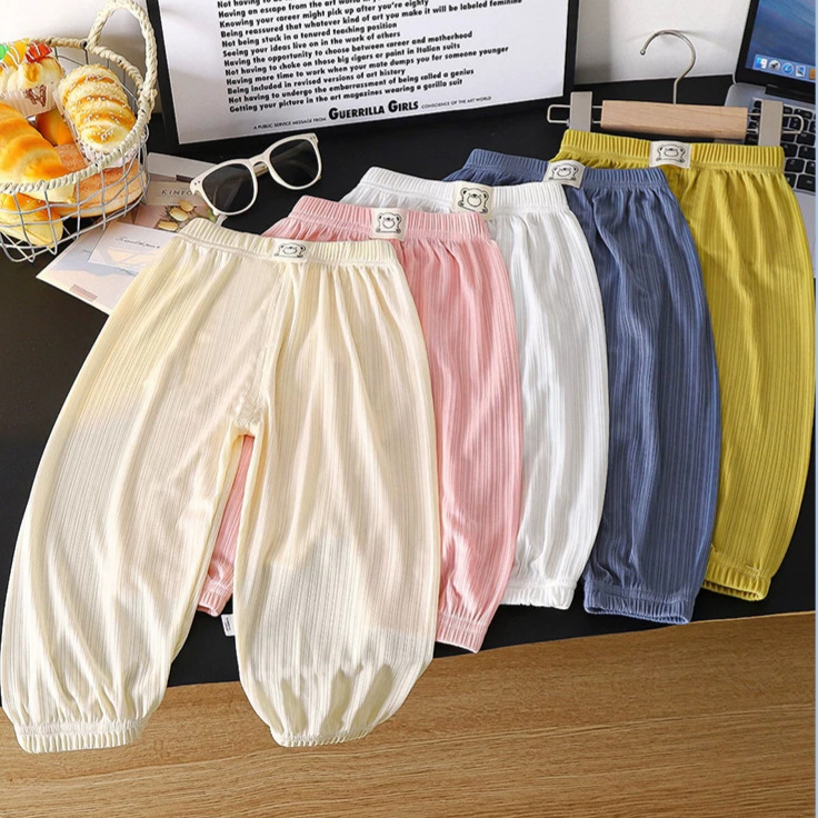 Children's Anti-Mosquito Pants Summer New Thin Pants for Babies Boys' Long Pants Korean Style Girls' Breathable Jogger Pants for Kids