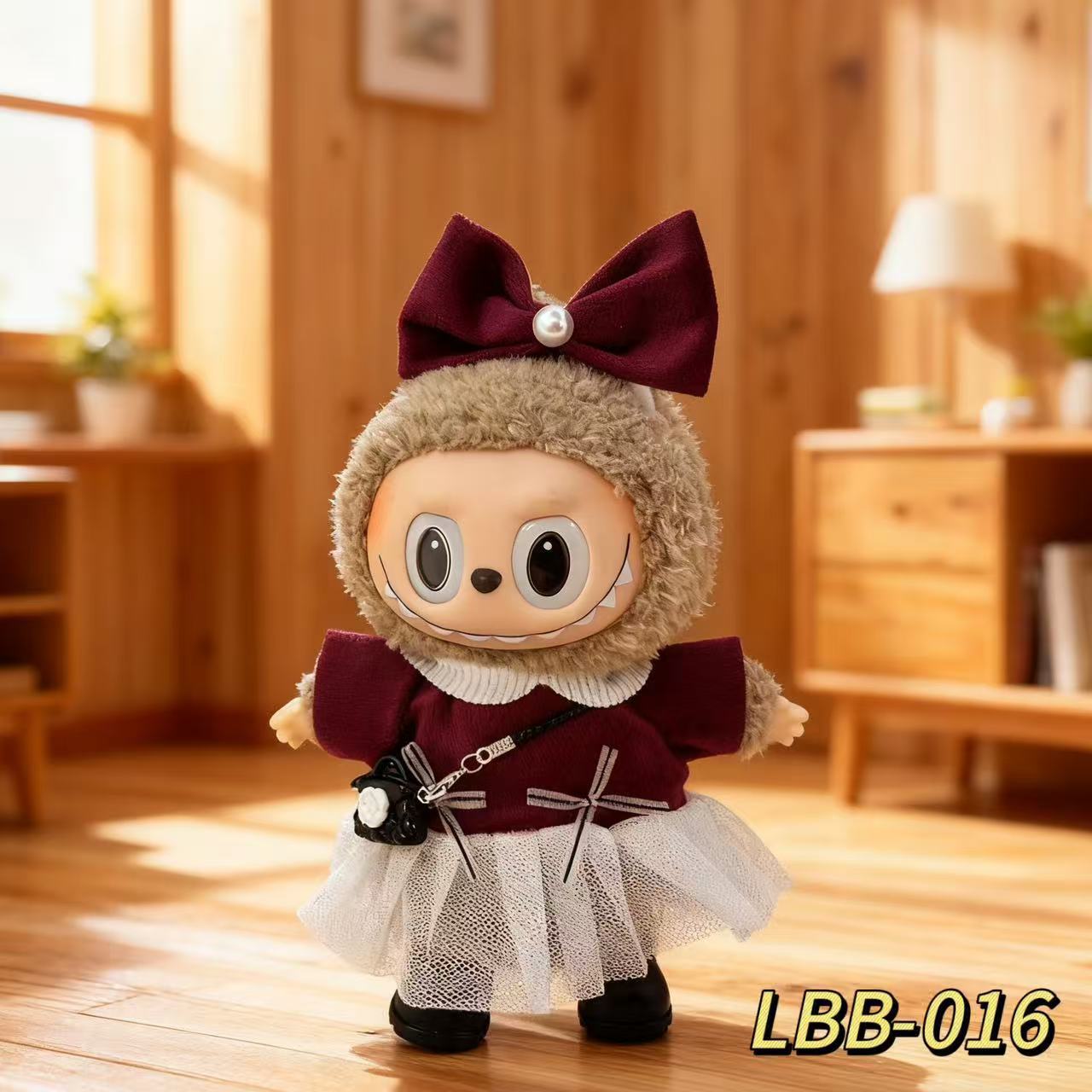 Solo 17cm de tela de seda de peluche de marca una, dos y tres generaciones de ropa de muñeca de tela de labu muñeca en un conjunto de falda image 7