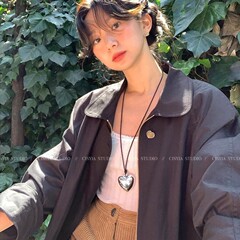 韓国のブロガーfeverと同じ愛のペンダントネックレス女性2025の新型の起爆金の長いセーターチェーン秋冬のアクセサリー