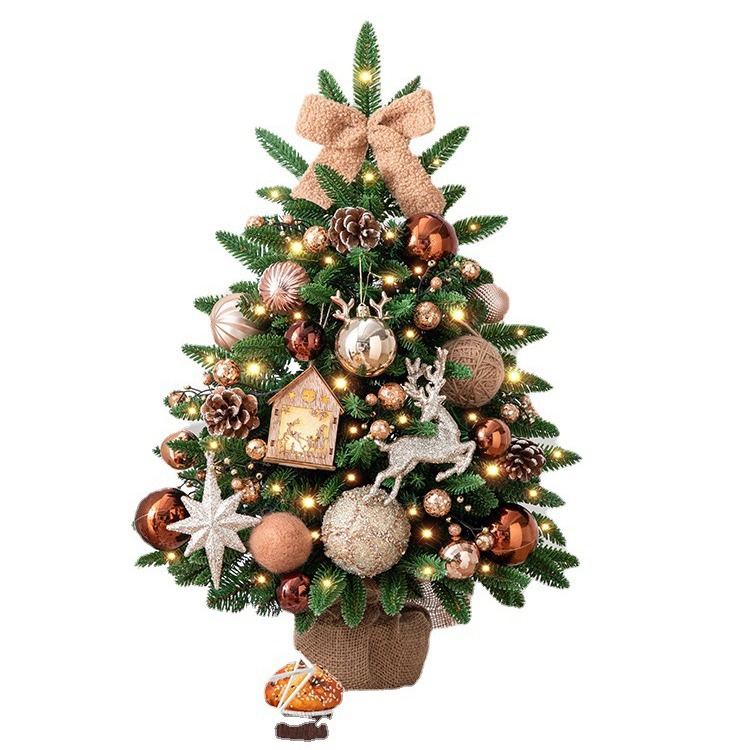 Transfronterizo nueva hoja mixta 60cm Escritorio de lujo PE hoja cifrado Paquete de Navidad árbol de Navidad decoraciones para el hogar