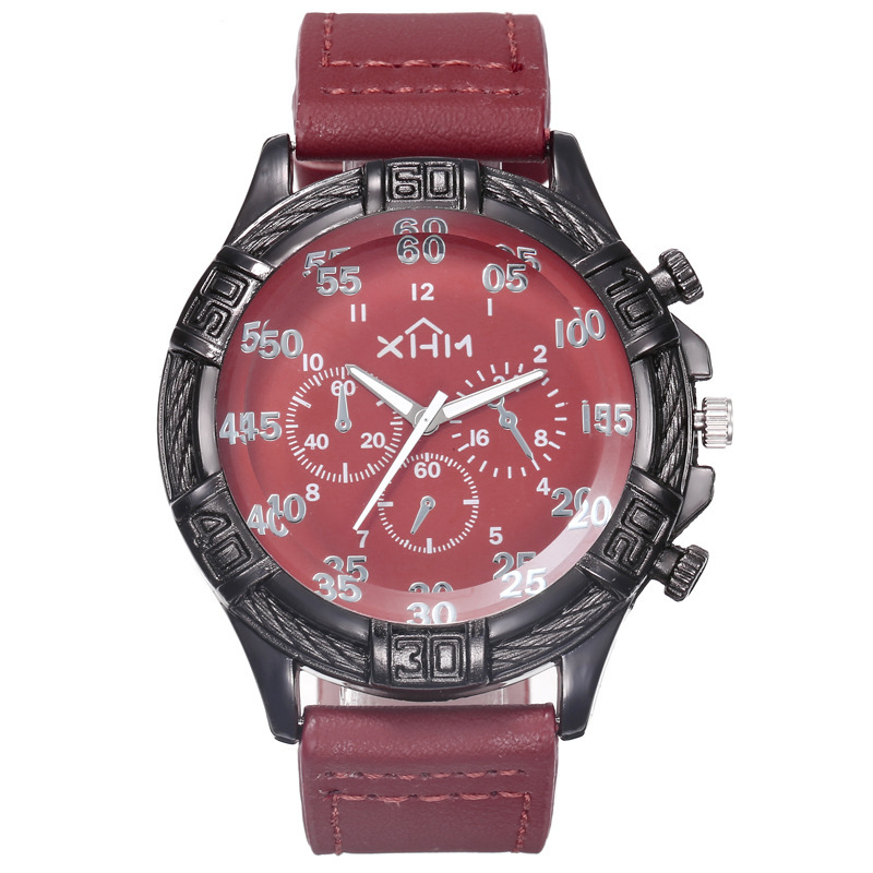 Reloj de cinturón dominante de estilo coreano para hombres creativo redondo gran dial decoración reloj de cuarzo no mecánico para hombres