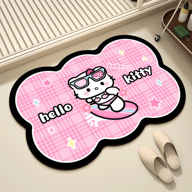 Hellokitty猫浴室洗手间吸水防滑速干易打理洗漱间进门脚垫耐磨|undefined