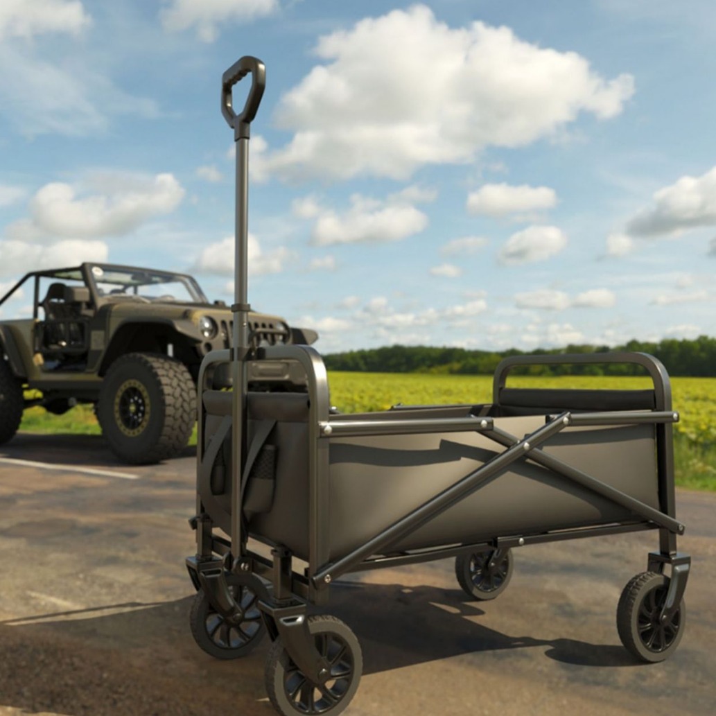 户外露营车野营地车便携式野餐拉杆小拖车露营摆摊折叠小推车跨境