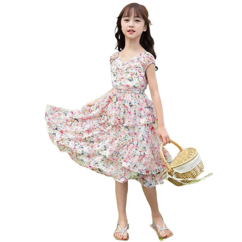 Dress, summer clothing, children's shiffon skirt, children's clothing, internet celebrity, western style