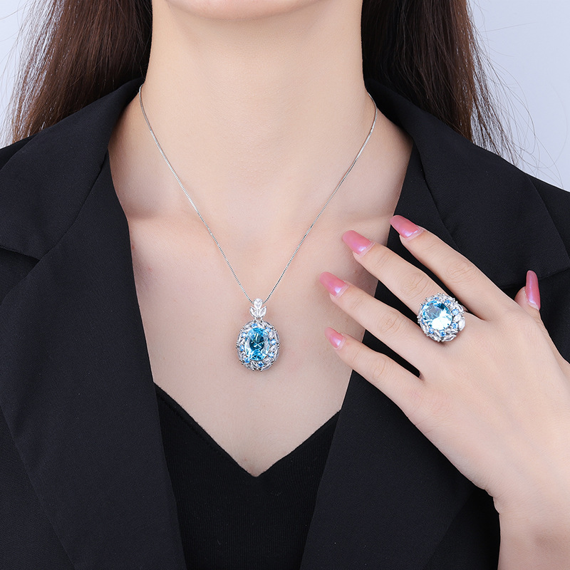 Zhuang Sheng joyas cobre inferior chapado en oro joyería de moda traje de simulación color tesoro colgante traje femenino piedra principal 12*16