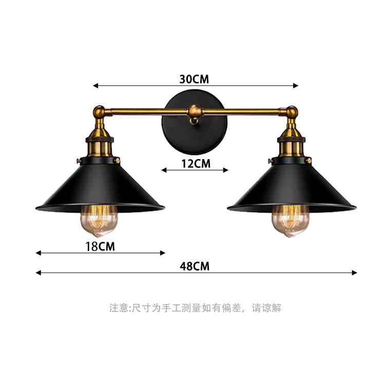 Restaurante transfronterizo, cafetería, pasillo, sala de estar, dormitorio, cabecera de cama, brazo largo, doble sección, lámpara de pared de hierro forjado retro americano