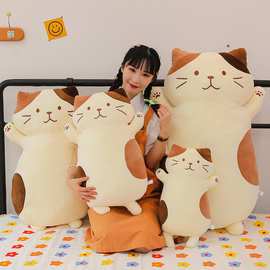 可爱跨境奶酪猫毛绒玩具长条猫咪抱枕女生睡觉夹腿玩偶儿童礼物