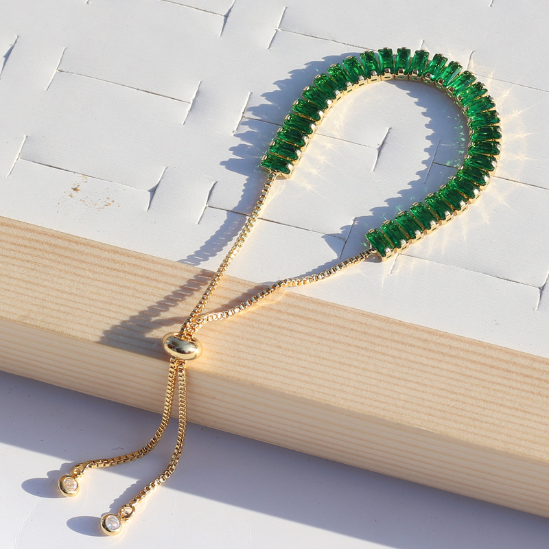 Fashion Geometric Copper Bracelets Ear Studs Necklace Plating Zircon Copper Necklaces