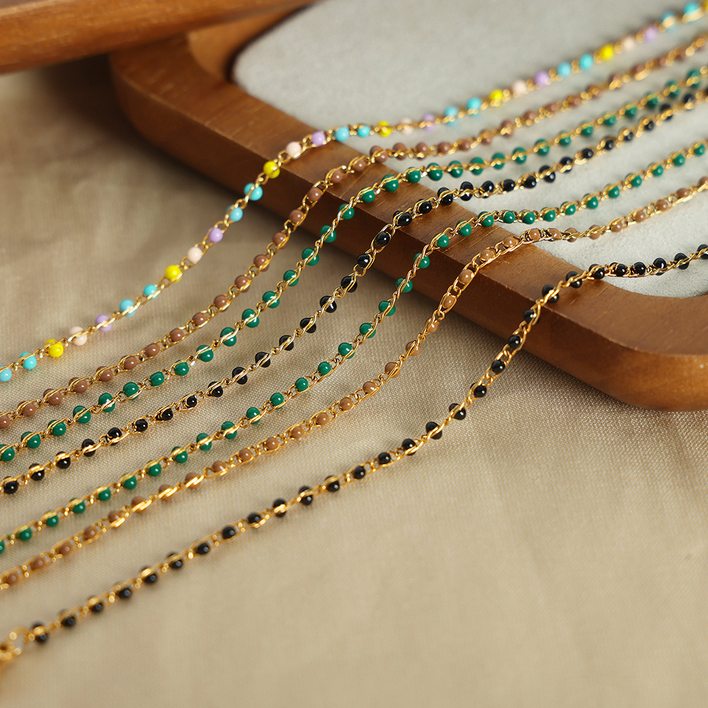 Luz de lujo personalidad nicho color eje colorido goteo collar de aceite de titanio acero todo fósforo de hadas temperamento pulsera joyería de moda para las mujeres
