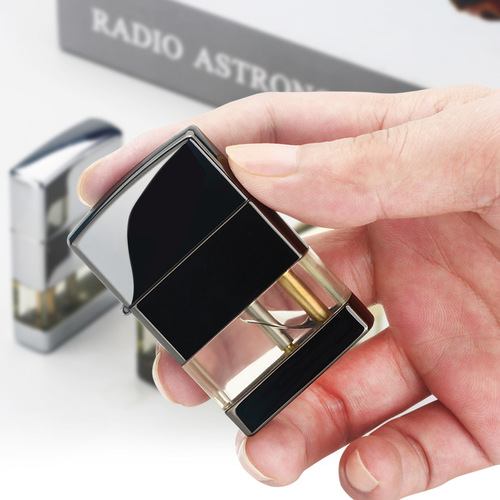 223 grinding wheel open flame inflatable lighter see-through transom with LED flashing light creative gift lighter manufacturer wholesale