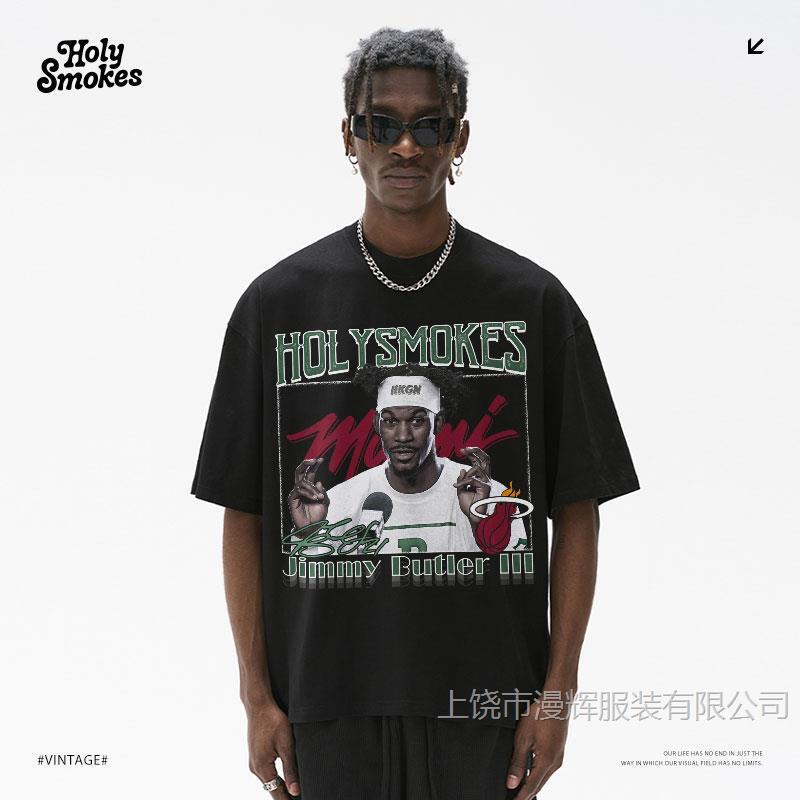 HKGN Summer American Short-sleeved Star Butler Strange Hairstyle Heavy T-shirt Loose Trendy Half-sleeved Men