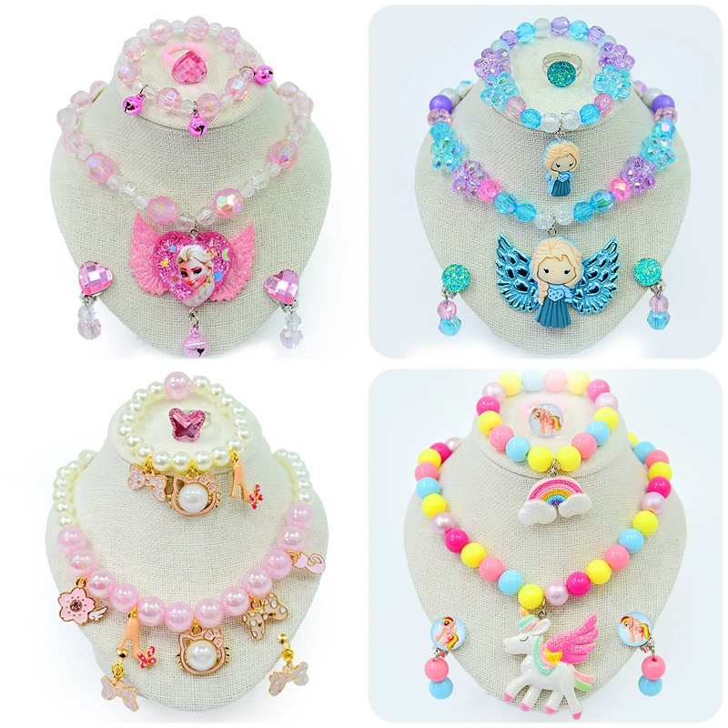Children's necklace and bracelet, ear clips, hairgrip for princess, earrings, cartoon ring, hair accessory