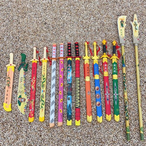 New style jade pendant bamboo-made Qinglong sword warrior, wooden colored Qinglong wood knife wooden sword wholesale from street stalls in scenic areas
