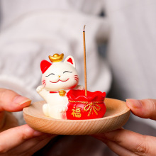 好运招财猫线香香插沉香檀香炉家用室内熏香炉插香底座茶桌线香炉
