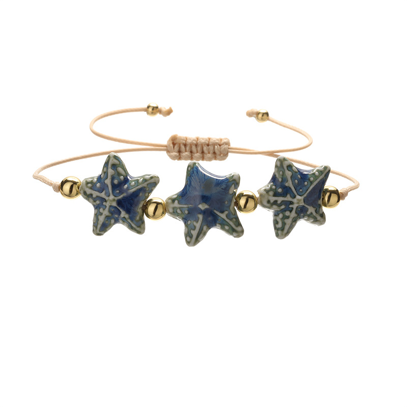 Comercio exterior Europa y América TEMU estrella de mar pulsera de cuentas de cerámica niña todo fósforo pulsera de cuentas pequeña joyería fabricante spot al por mayor