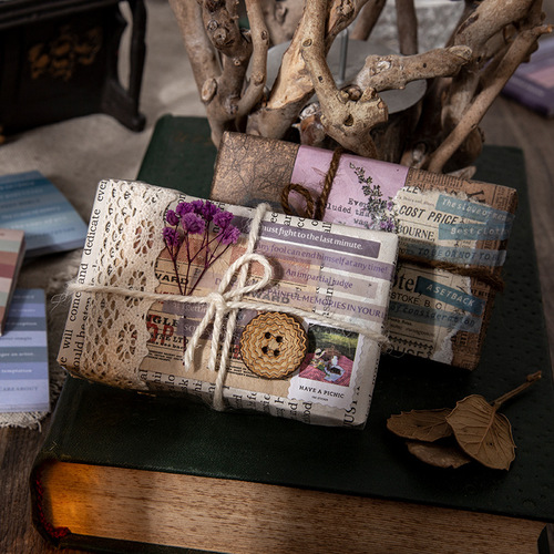 Strange Land Sticker Book English Library Series Vintage Text Notebook DIY Material Stickers 20 pieces in 8 styles