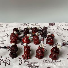 紫檀木雕十二生肖吊墜手機鏈掛飾木質文玩可愛鑰匙扣手把件配件