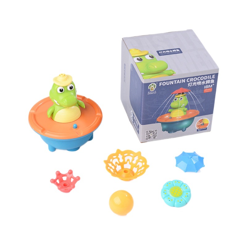 Transfronterizo Amazon spray de agua de cocodrilo Baño de juguete de luz eléctrica giratoria cabeza de ducha niños y niñas niños Baño