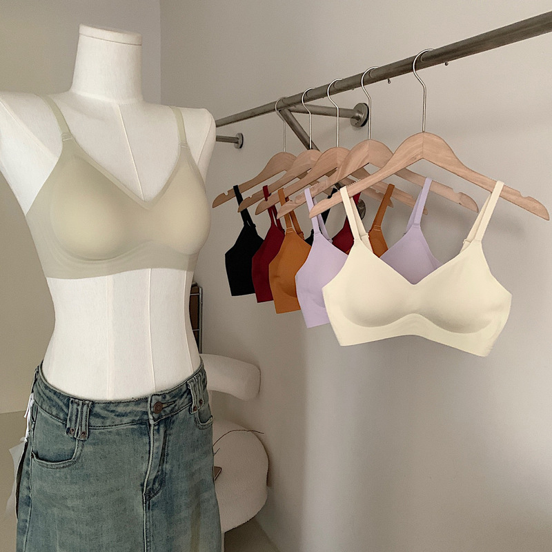 Fixed Cup Underwear Women's U-Back Machine Washable Comfortable Skin-Friendly Soft Support Fudge Leather Traceless Push-up Bra