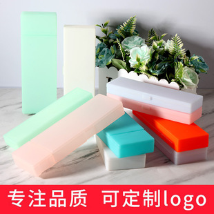 Advertising plastic pen box to develop transparent frosted printable LOGO stationery box personality creative flip box manufacturers wholesale