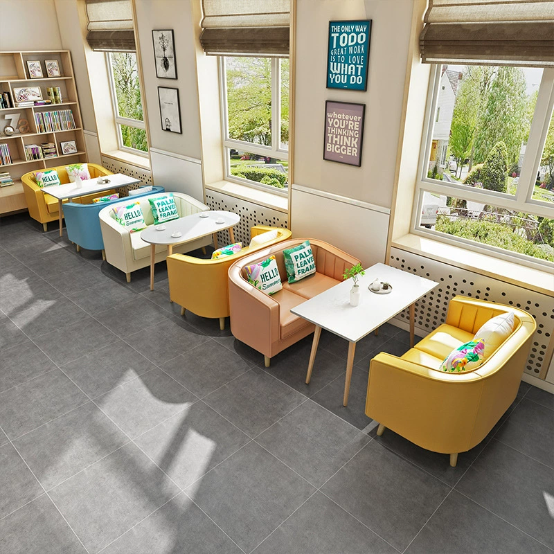 Современное минималистичное кафе в стиле ретро-чайный домик с мягким пакетом для дивана для отдыха Чайный ресторан с молоком Чайный магазин Комбинация столов и стульев