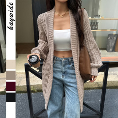 跨境 欧美Y2K辣妹毛织长袖外套大衣毛衣女装2025秋冬亚马逊独立站