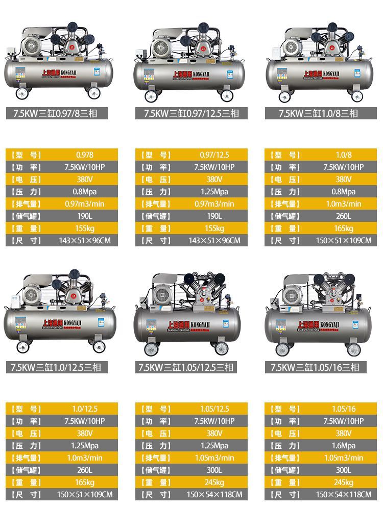 Shanghai General Air Compressor Large 380V Industrial Grade Air Pump Small 220V Air Compressor High Pressure Kilowatt