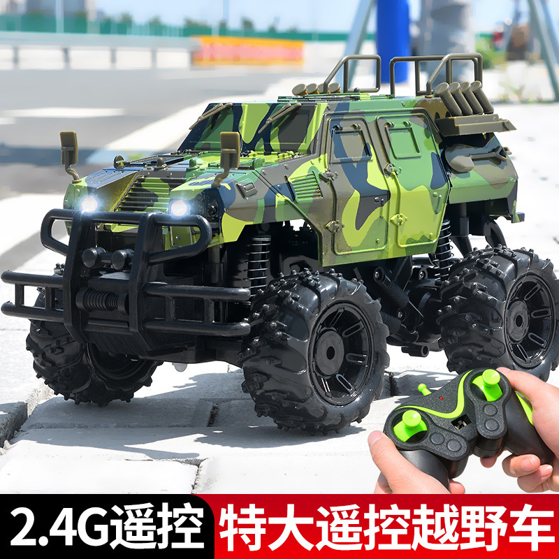 Children's Remote Control Off-Road Vehicle Climbing Car Light-Up Police Car Jeep Military Truck Model Drift Remote Control Car Toy