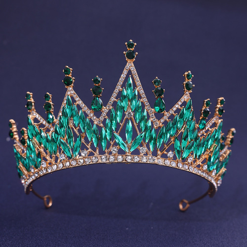 Cross-border Bridal Crown Hair Accessories European and American Wedding Dinner Baroque Rhinestone Crown Headband Headband Hair Accessories