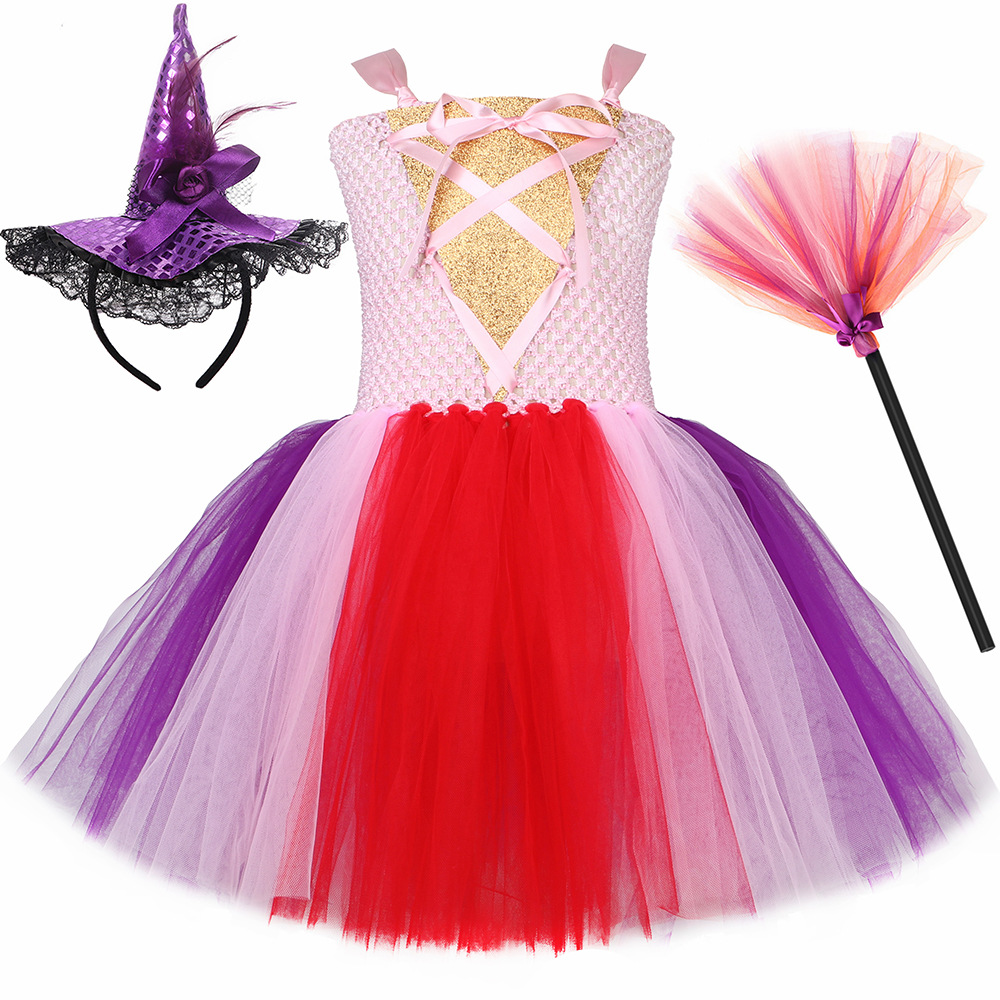 Kid's Clothing children's clothing children's Halloween witch costumes Witch is also crazy role playing mesh tulle skirt_voghion.com