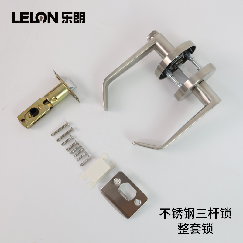 Cerradura de puerta privada de acero inoxidable personalizada de estilo americano palanca de cerradura de puerta esférica cerradura de puerta de cerradura de baño de tres barras