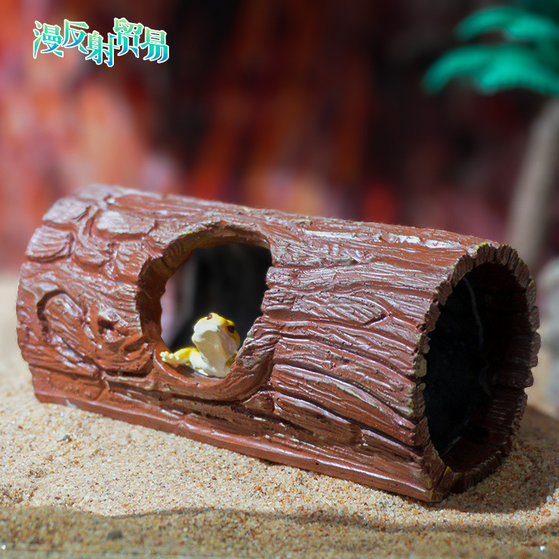 Decoración de paisajismo de micro paisaje, artesanía en resina, hámster, mascota trepadora, lagarto, esquivar agujeros de árboles artificiales, escenario puntual