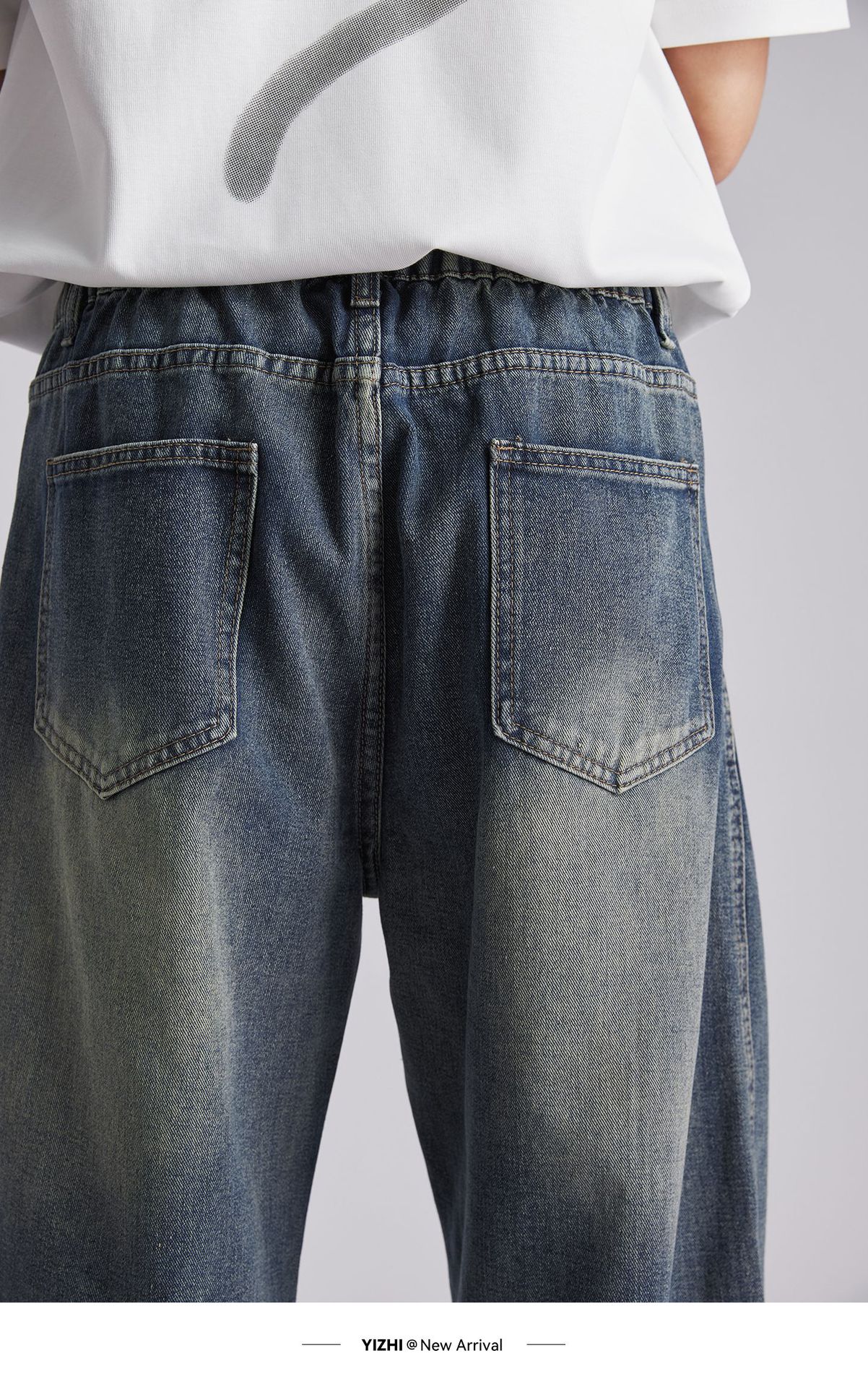 Quần jean nam ống rộng phong cách Mỹ, vải denim mềm mại thoáng mát — đen chi tiết 13