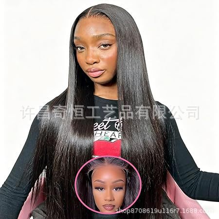 Pre-Cut Lace 5X5 Real Human Hair Wig, Glue-Free Long Straight Hair Full Wig, European and American Style, Wholesale in Stock Pre-Cut Lace 5X5 Real Human Hair Wig, Glue-Free Long Straight Hair Full Wig, European and American Style, Wholesale in Stock