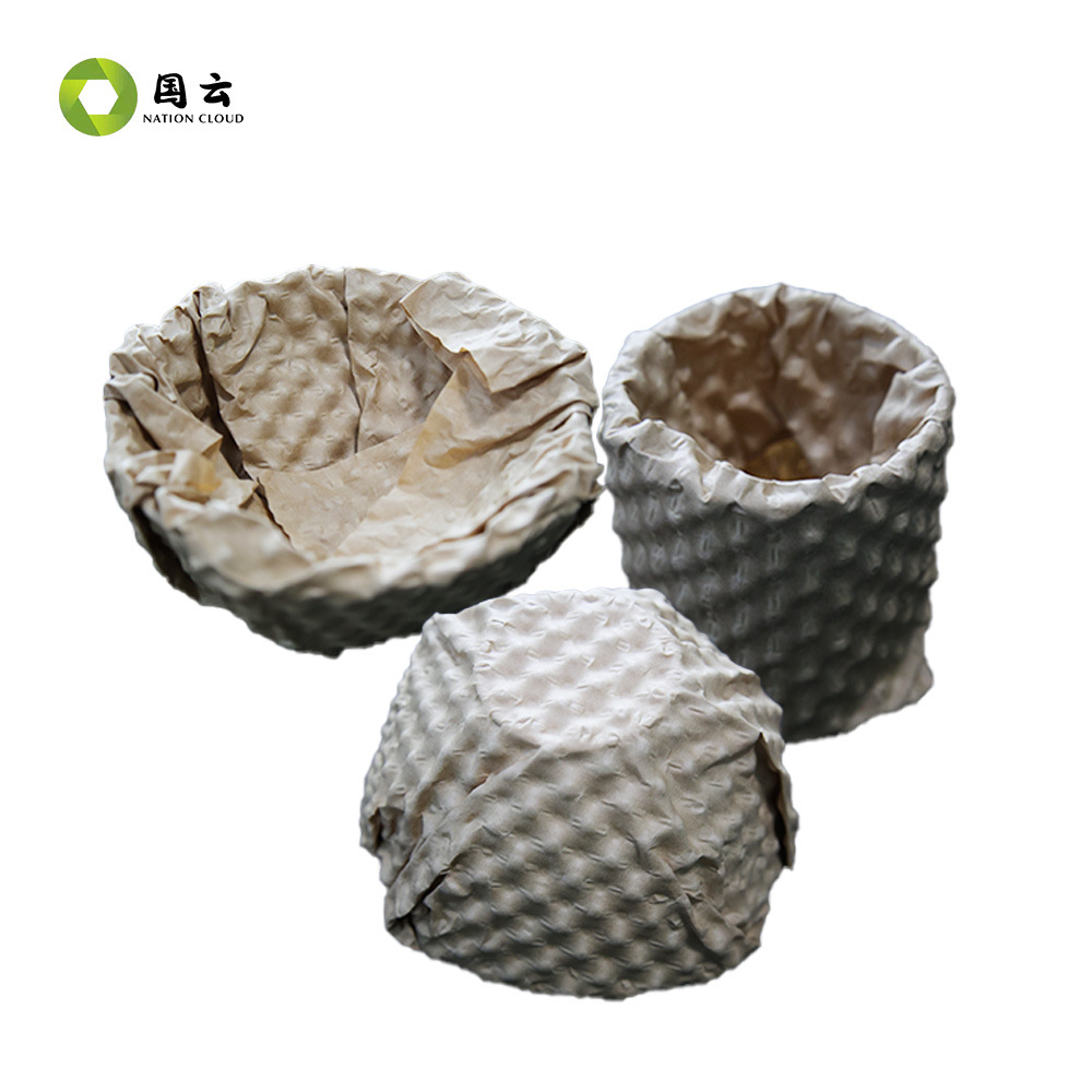 Color natural de la piel de vaca de espuma rollo de papel amortiguador resistente a los golpes vintage caja de regalo de embalaje a prueba de presión amortiguador de papel burbuja protección del medio ambiente degradable